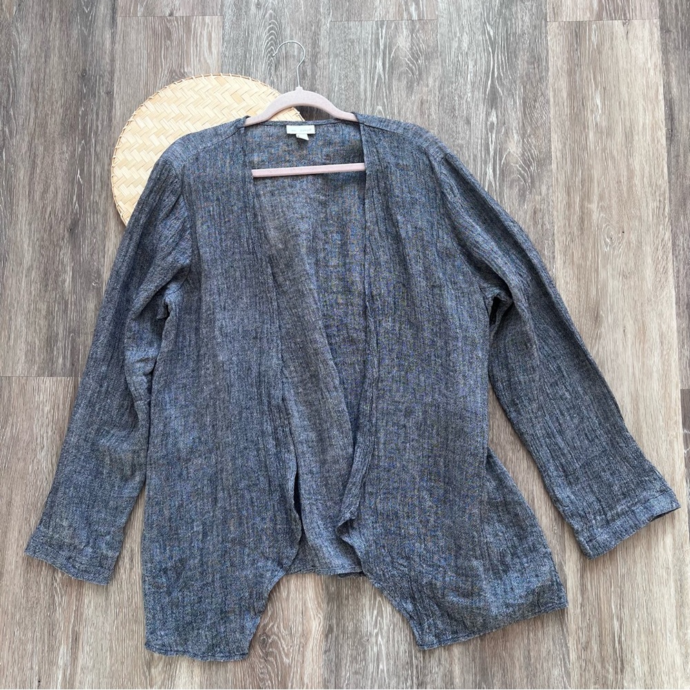 J. Jill linen 100% linen gray open front drape cardigan sweater